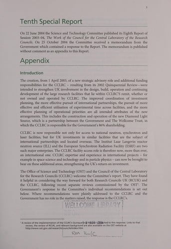 Government response to the Committee's eighth report, session 2003-04