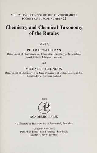 Chemistry and chemical taxonomy of the Rutales