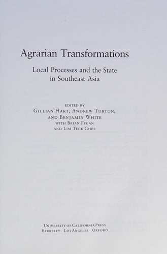Agrarian transformations