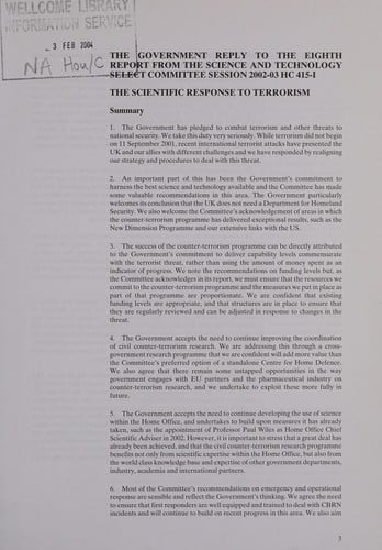 The scientific response to terrorism