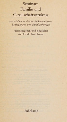 Seminar Familie und Gesellschaftsstruktur