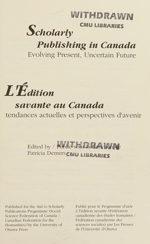 Scholarly publishing in Canada
