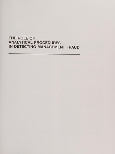The role of analytical procedures in detecting management fraud