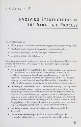 Developing housing strategies in rural areas
