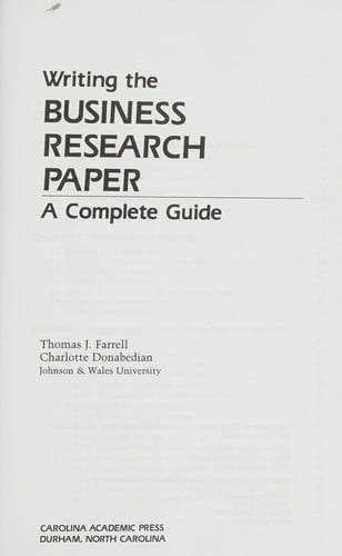 Writing the business research paper