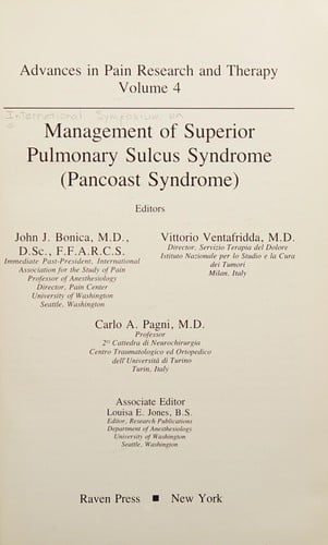 Management of superior pulmonary sulcus syndrome (Pancoast Syndrome)
