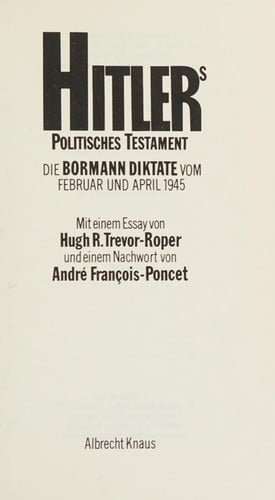 Hitlers politisches Testament