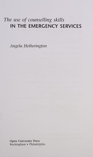 The use of counselling skills in the emergency services