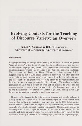 Discourse variety in contemporary French