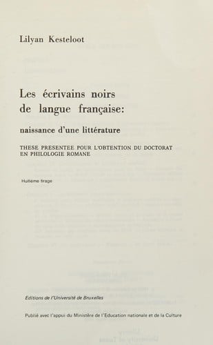 Les écrivains noirs de langue française