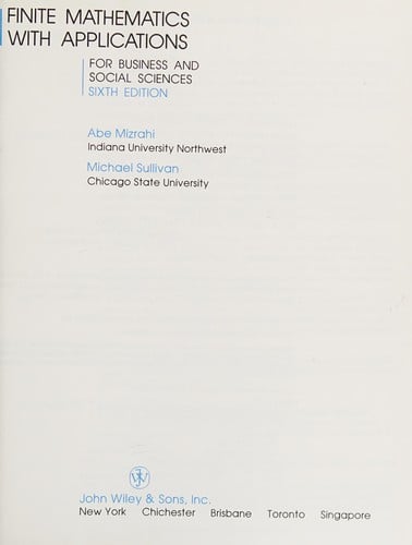 Finite mathematics with applications for business and social sciences