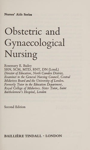 Obstetric and gynaecological nursing