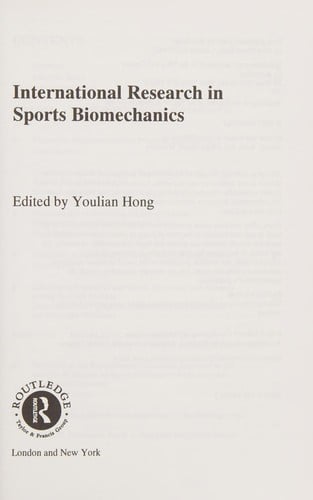 International research in sports biomechanics