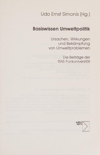 Basiswissen Umweltpolitik