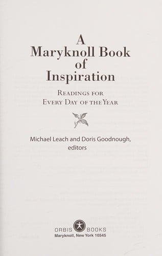 A Maryknoll book of inspiration