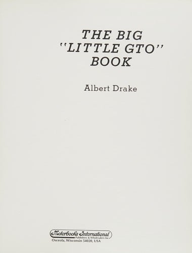 The big "Little GTO" book