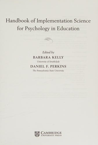 Handbook of implementation science for psychology in education