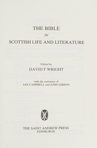 The Bible in Scottish life and literature