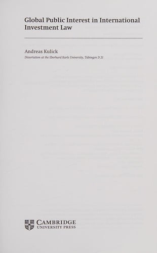 Global public interest in international investment law