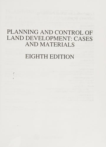Planning and control of land development