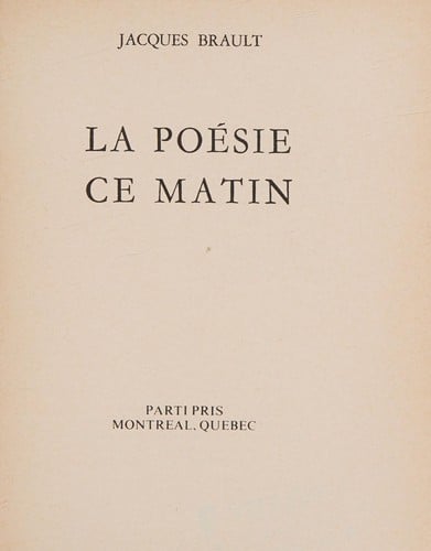 La poésie ce matin