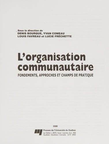 L'organisation communautaire