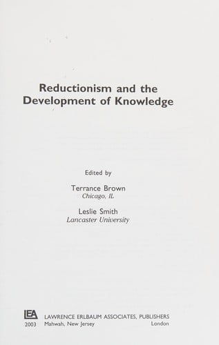 Reductionism and the development of knowledge