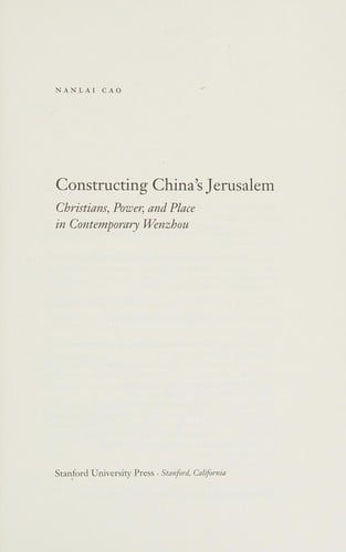 Constructing China's Jerusalem