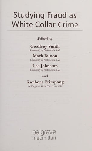 Studying Fraud as White Collar Crime