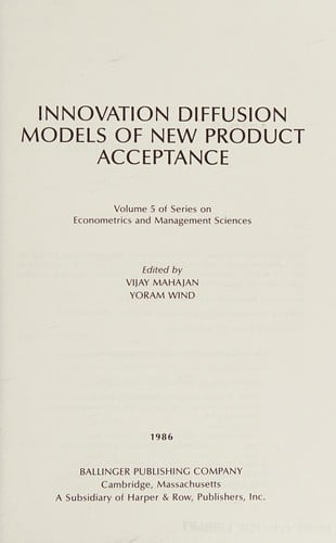 Innovation diffusion models of new product acceptance