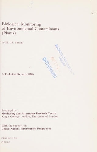 Biological monitoring of environmental contaminants (plants)
