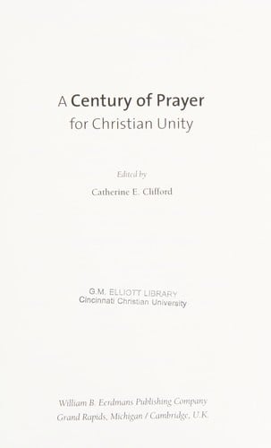 A century of prayer for Christian unity