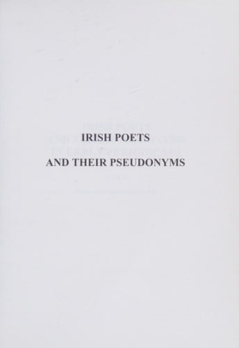 Irish poets and their pseudonyms in early periodicals
