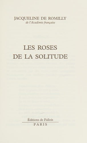 Les roses de la solitude