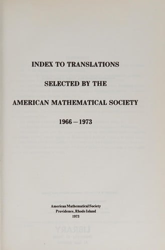 Index to translations selected by the American Mathematical Society, 1966-1973