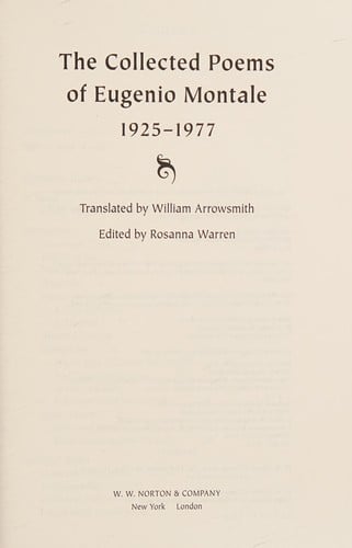 The collected poems of Eugenio Montale 1925/1977