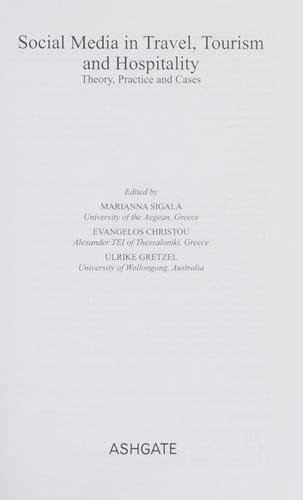 Social media in travel, tourism and hospitality