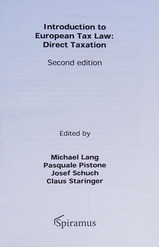 Introduction to European tax law
