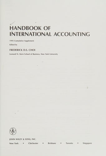 Handbook of International Accounting 1995 Cumulative Supplement (International Accounting and Finance Handbook Supplement)