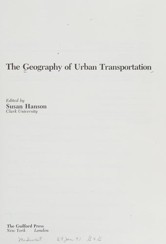 The Geography of urban transportation