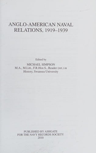 Anglo-American naval relations, 1919-1939