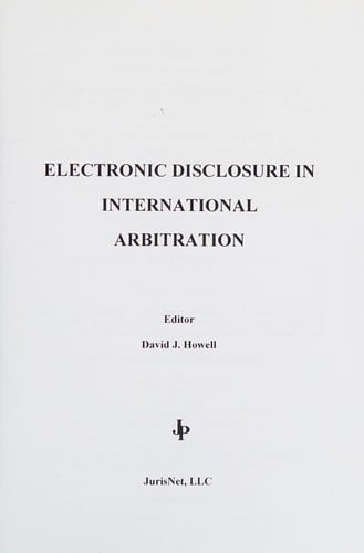 Electronic disclosure in international arbitration