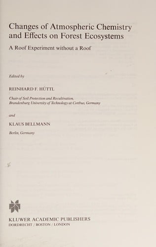 Changes of atmospheric chemistry and effects on forest ecosystems