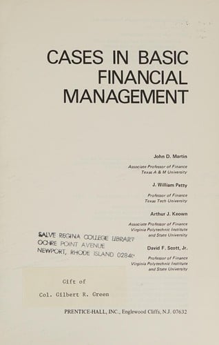 Cases in basic financial management