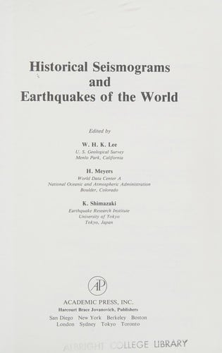 Historical seismograms and earthquakes of the world