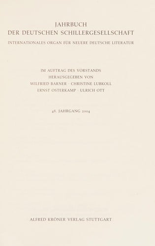 Jahrbuch der deutschen Schillergesellschaft