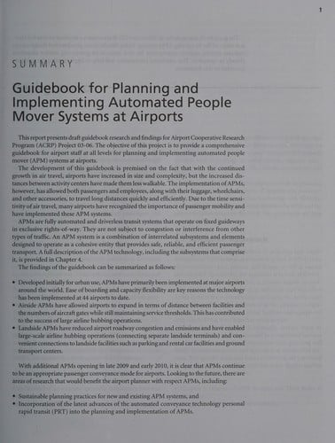 Guidebook for planning and implementing automated people mover systems at airports