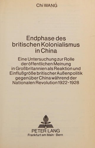 Endphase des britischen Kolonialismus in China