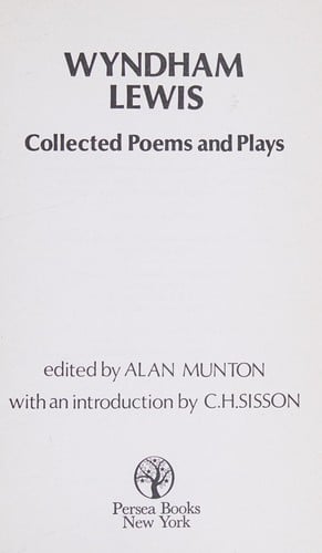 Wyndham Lewis, collected poems and plays