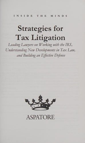 Strategies for tax litigation